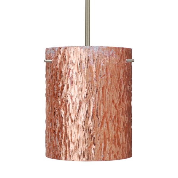 Besa Lighting Tamburo 8 Stem Pendant, Stone Copper Foil, Satin Nickel Finish, 1x11W LED 1TT-4006CS-LED-SN - main