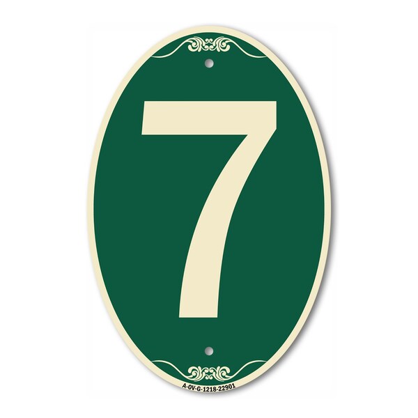 Signmission Number 7, 12 Inch X 18 Inch Architectural Oval, Heavy Gauge Aluminum A-OV-G-1218-22901 - main