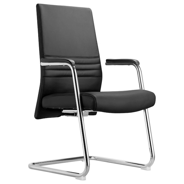 Leisuremod Aleen Office Chair in Upholstered Leather and Iron Frame, Black AGO19BLL - main
