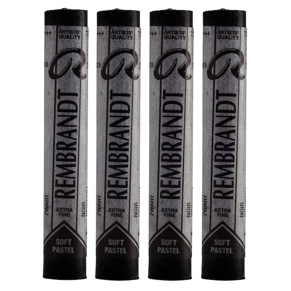 Rembrandt Soft Pastel Single Color Set, Black (700.5), 5 Full Sticks Per Pack, 4PK 31997005 - main