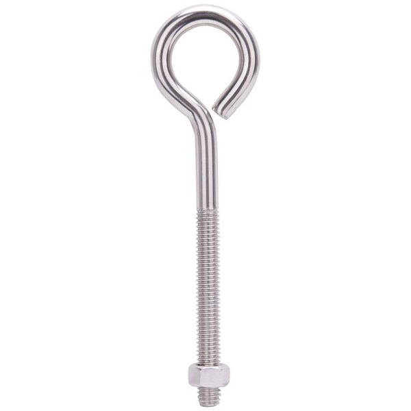 Prosource Eye Bolt, 9.4 mm Thread, Machine Thread, 3 in L Thread, 1-5/8 in Dia Eye, 416 lb Working Load LR299 - main