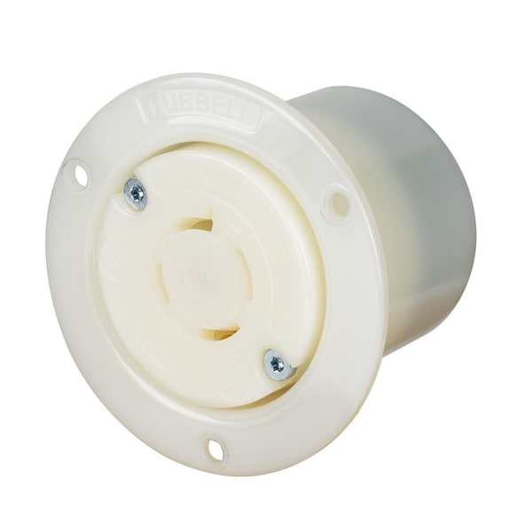 Hubbell Wiring Device-Kellems Locking Receptacle, L16-20R, 20 A, 480V AC, Three Phase, 3 Pole, Flush Mount, White HBL2436ST - main