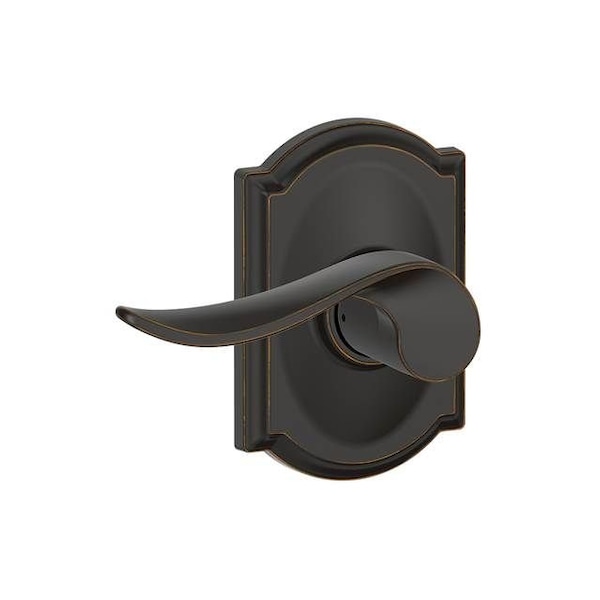 Schlage Residential Sacramento Lever with Camelot Rose Passage Lock with 16080 Latch and 10027 Strike Aged Bronze F10SAC716CAM - main