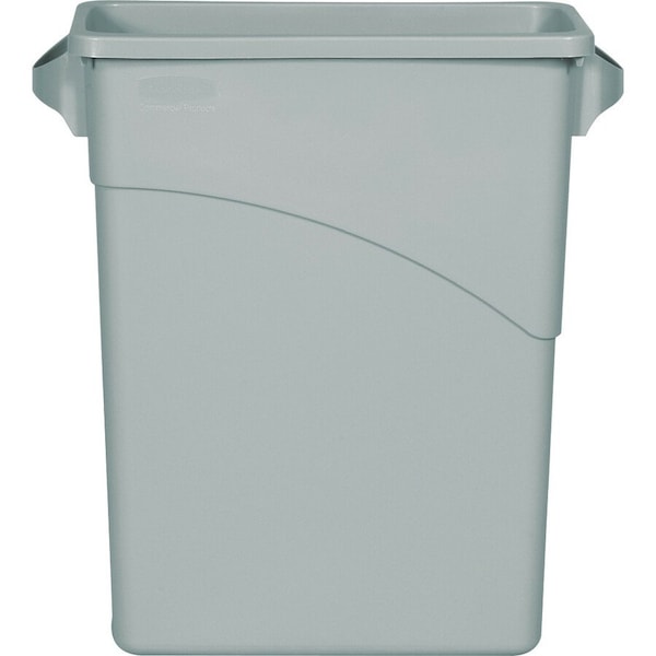 Rubbermaid 15.8 gal Rectangular Slim-Profile Plastic Can, Light Gray, Plastic, 11 in FG354100LGRAY - main