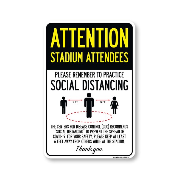 Signmission Public Safety, Stadium Attendees Practice Social Distancing, 14in X 10in, OS-NS-A-1014-25376 OS-NS-A-1014-25376 - main