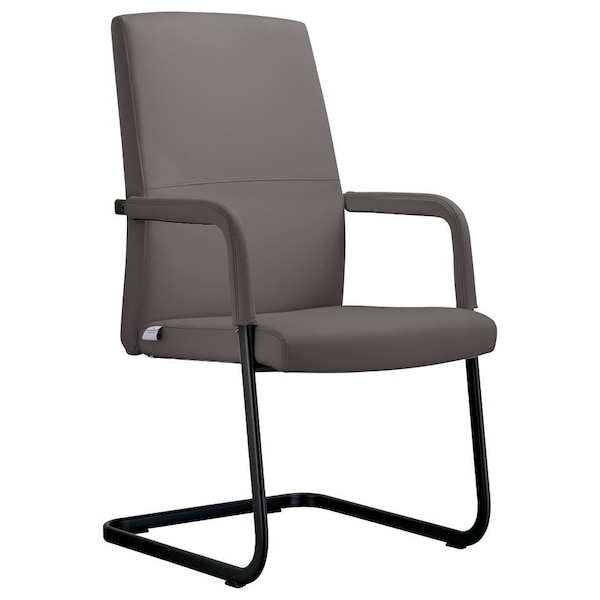 Leisuremod Evander Office Chair in Upholstered Leather and Iron Frame, Grey EGO23GRL - main