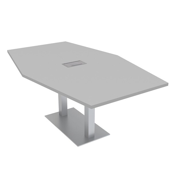 Skutchi Designs Hexagon Conference Table With Power, 48 in W, 84 in L, Grey HAR-HEX.IR-48X84-DOU-U779-ESIL - main