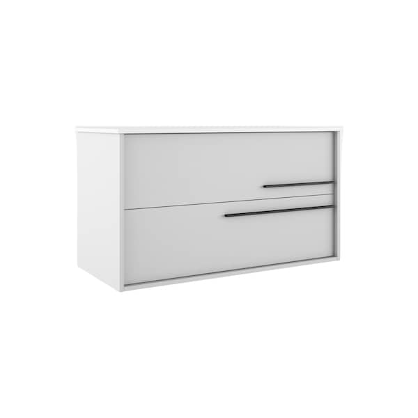 Homeroots 40" Off White Wood Floating Bathroom Vanity With White Sink And Two Drawers 624105 - main