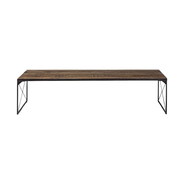Homeroots Rectangular Mango Woodmedium Brown Top And Black Iron Base Accent Bench 376175 - main