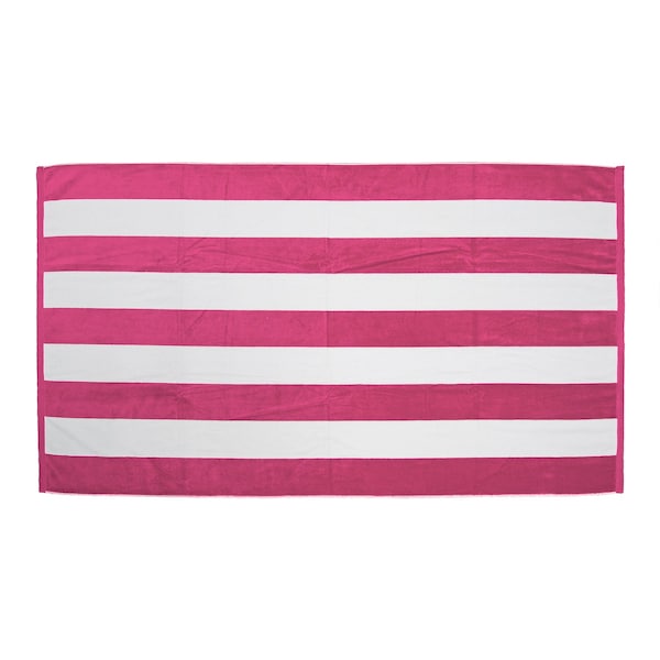 Towelsoft Premium Cabana Stripe Velour Beach Towel 35 inch x 60 inch-Hot Pink HOME-BV9006-HTPNK - main