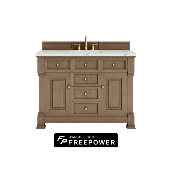 James Martin Vanities Brookfield 48 in. Single Vanity, Pecan w/ 3 CM Ethereal Noctis Silestone Top 547-V48-PCN-FENC - main