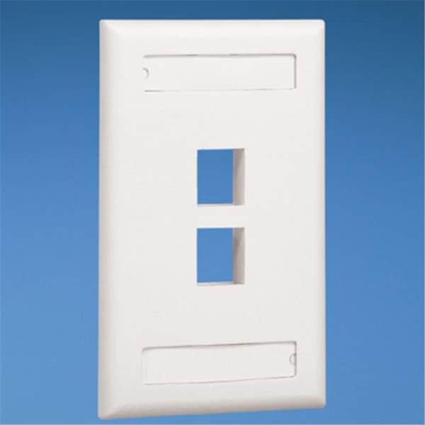 Kilowatt Label Vertical 1-Gang 2-Port Box Flush Mount NetKey Faceplate, White KI3197009 - main