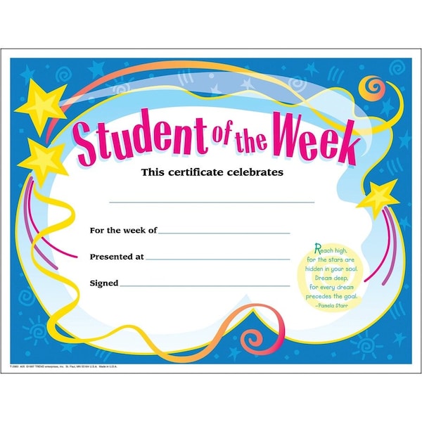 Trend Enterprises Student of The Week Colorful Classics Certificates, PK180 T2960 - main