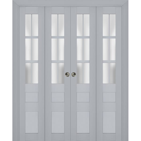 Sartodoors Sliding Closet Double Bi-fold Doors Grey Solid Core Modern Interior VEREGIO7339DBF-GRE-72 x 84 (4* 18x84) - main