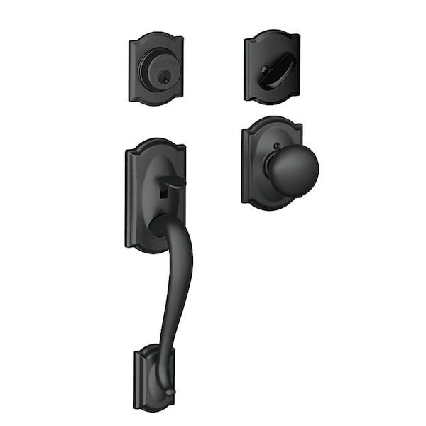 Schlage Lock Schlage F Series Combination Lockset, Mechanical Lock, Knob Handle, Round Design, Matte Black F60CAM622PLY - main