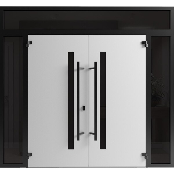 Vdomdoors Front Exterior Prehung Aluminum Double Doors Ronex0162 Red Oak 2 Sidelights and Top Transom RONEX0162DEXD-RED-W16+72+16xH80+12-RH-O - main