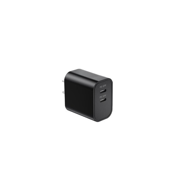Cable Wholesale Dual USB C Travel Charger, PD, 60W, Black 90W1-430BK - main