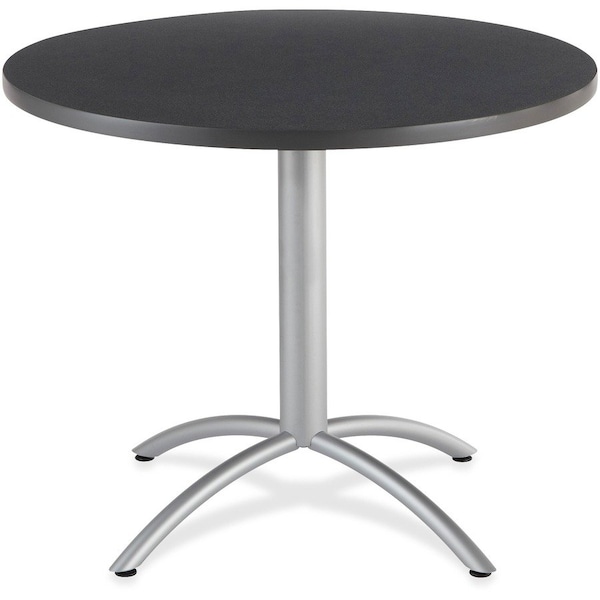 Cafeworks CafeWorks Cafe/Breakroom Table, Graphite Granite Top, Silver Frame, 42 in Dia x 30 in H 65648 - main