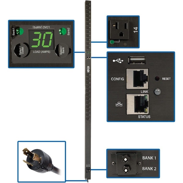 Tripp Lite PDU, 10 ft Cord L, 70 in H, 24 A PDUNVR30LX - main