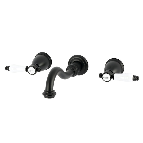 Kingston Brass Double-Handle Wall Mount Bathroom Faucet, Matte Black KS3120BPL - main