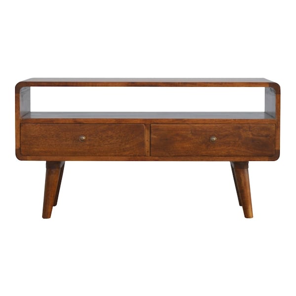Homeroots 35in Chestnut Solid Wood Enclosed and Open Storage TV Stand 719177 - main