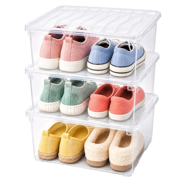 Basicwise Storage Container, 10-1/2 in L x 14 in W x 5-1/2 in H, Clear, Plastic QI003259.3 - main