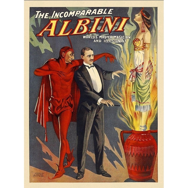 Homeroots 8.5" X 11" The Incomparable Albini Vintage Magic Poster Wall Art 393266 - main