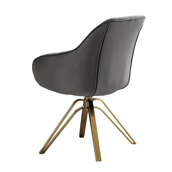 Homeroots 23" Gray Velvet And Gold Swivel Arm Chair 524859 - main