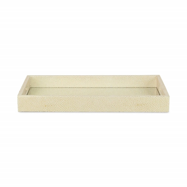 Homeroots 16in White Gold Rectangular Wood Handmade Tray With Handles 483294 - main