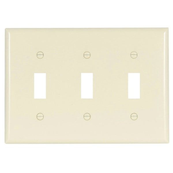 Eaton Wiring Devices Wallplate, 4-1/2 in L, 3-3/8 in W, 3 -Gang, Thermoset, Light Almond, High-Gloss 2141LA-BOX - main