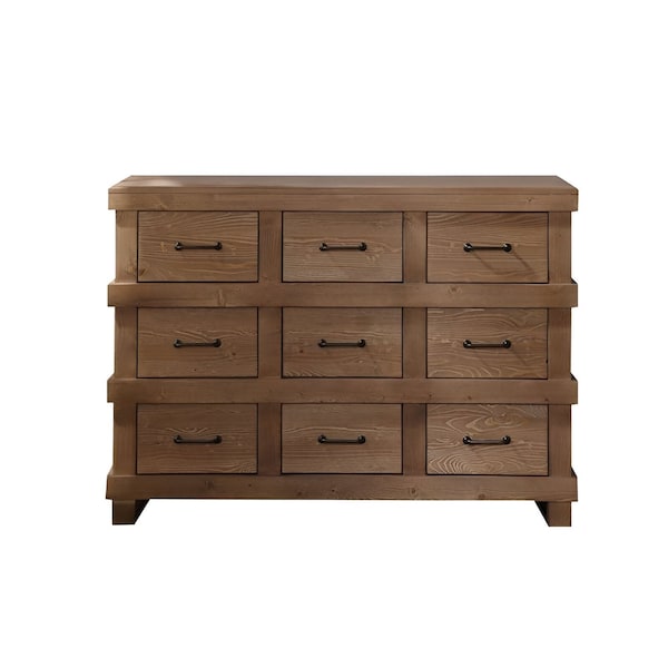 Homeroots 44" Brown Solid Wood Nine Drawer Triple Dresser 285585 - main