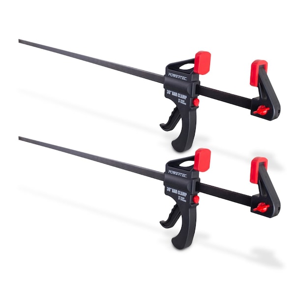 Powertec 36 in. Bar Clamps / Spreaders, Trigger Clamps, One-Handed Ratchet Quick Grip Clamps, 2PK 71597N - main
