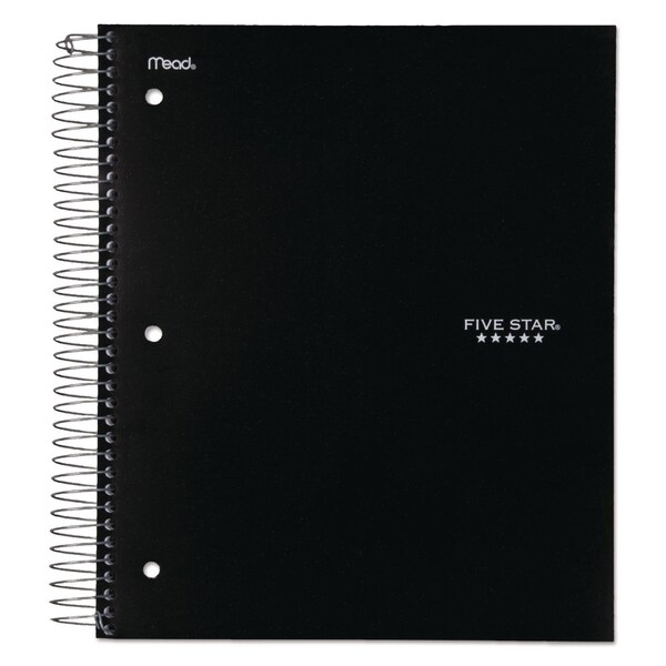 Five Star Wirebound Notebook, 5-Subject, Medium/College Rule, Black Cover, (200) 11 x 8.5 Sheets 72081 - main
