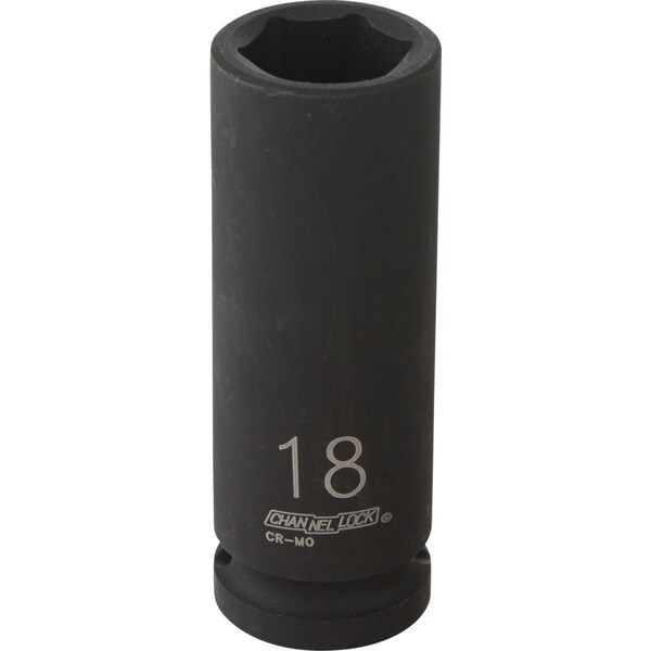 Channellock 1/2'' Drive 18 mm 6-Point Deep Metric Impact Socket 302911 - main