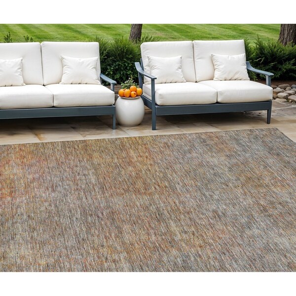 Homeroots 9' X 12' Gray Charcoal And Orange Abstract Washable Indoor Outdoor Area Rug 588928 - main