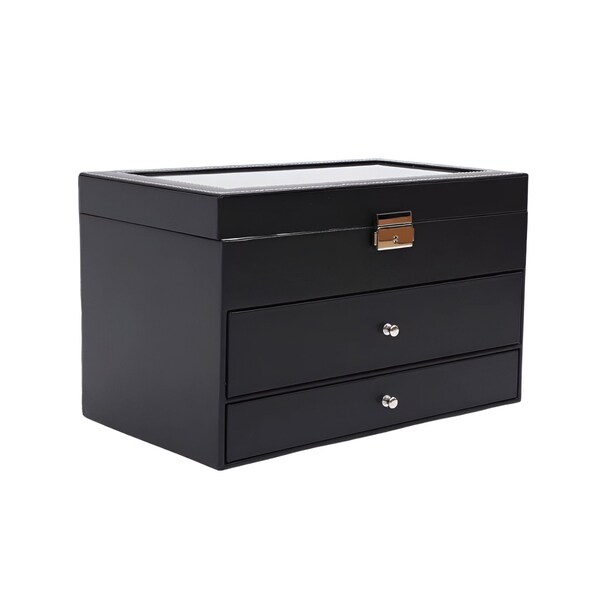 Homeroots 13" Black Faux Leather Box 475783 - main