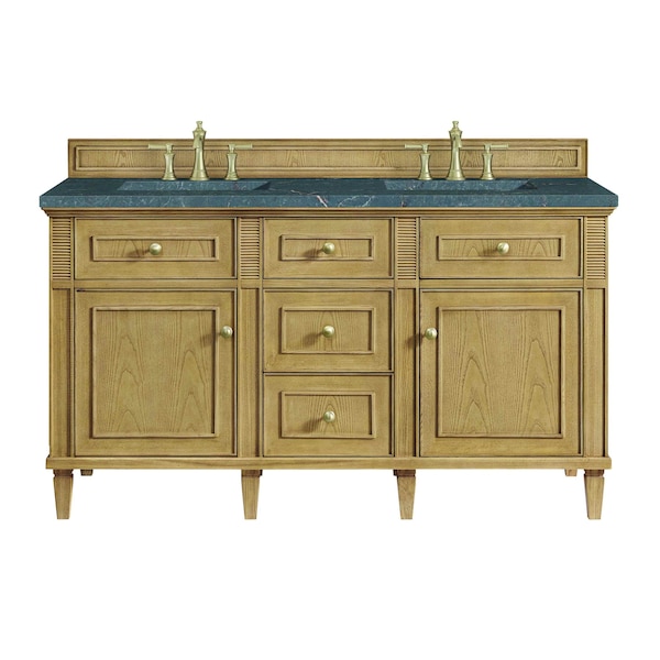 James Martin Vanities Lorelai 60'' D Vanity, Light Natural Oak w/ Parisien Bleu Silestone Top w/FreePower Wireless Charger 424-V60D-LNO-FPBL - main