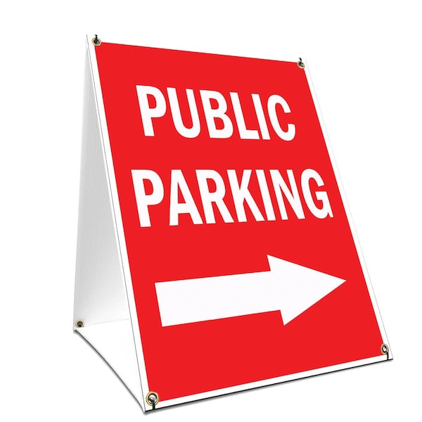 Signmission Public Parking With Arrow, 24 Inch x 18 Inch A-frame Yard Sign, Plastic Sign SBC-1824-Public Parking With Arrow - main