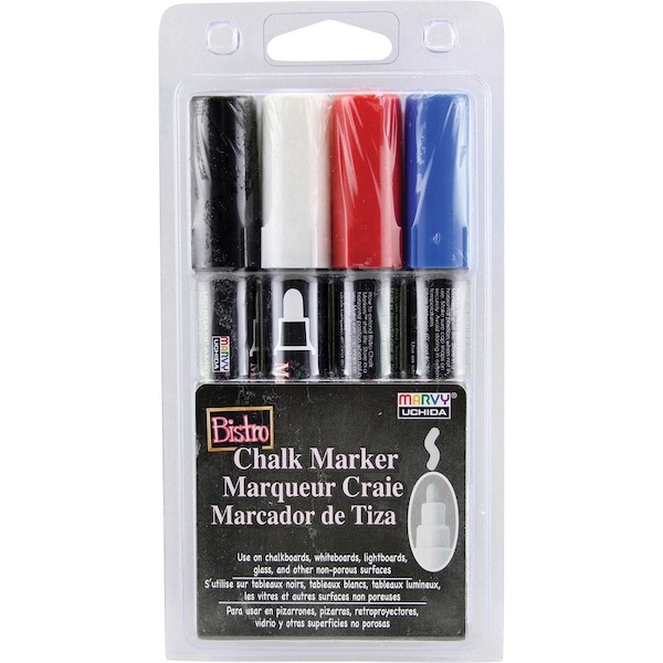 Marvy Uchida Broad Point Chalk Marker Broad Tip Set 4C, Basic Colors, 8PK 480-4C - main