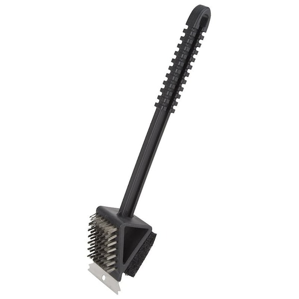 Omaha TwoWay Grill Brush Scrubber, 238 in L Brush, 214 in W Brush, Stainless Steel Bristle, 14 in L BBQ-37126 - main