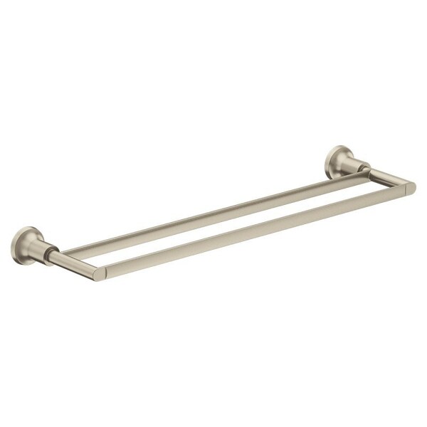 Moen Zyla Series Double Towel Bar, 24 in L Rod, Zinc, Brushed Nickel, Wall Y1622BN - main