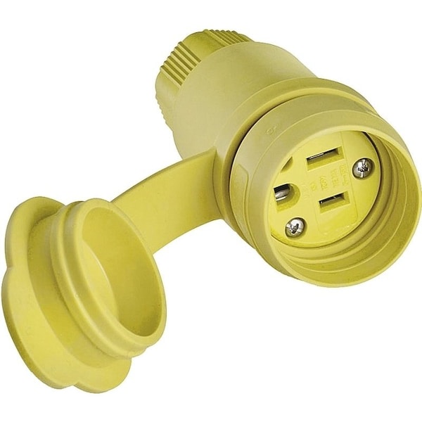 Eaton Wiring Devices Watertight Straight Blade Connector, 5-15R, 15 A, 125V AC, 2 Pole, 3 Wire, Screw Terminals, Yellow 15W47-K - main