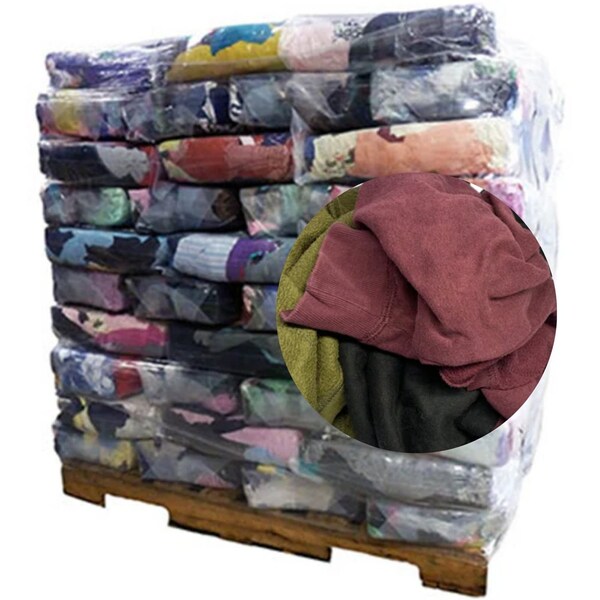 Supremeplus Recycled Color Sweatshirt Cleaning Rags 25 lbs. Bag, 1000 lbs. Pallet, 40 x 25 lbs. Bags, 40PK SP-9404 - main