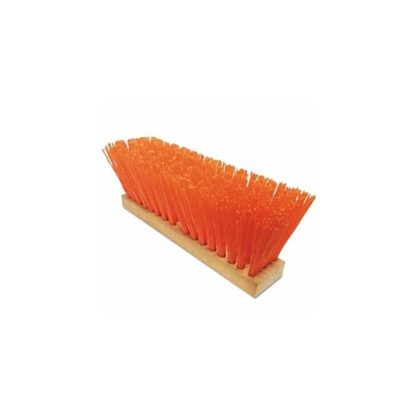 Magnolia Brush OSHA-Orange Plastic Street Broom, 16 in Hardwood Block, 5 in Trim L, OSHA Orange Poly Corn 455-1316-O - main