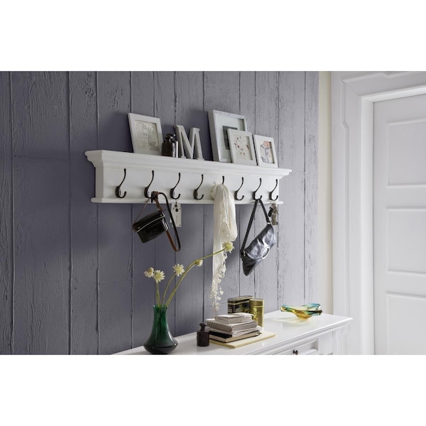 Nova Solo Halifax 8-Hook Coat Rack, White - 3.94 x 51.18 x 7.87 in. D161 - main