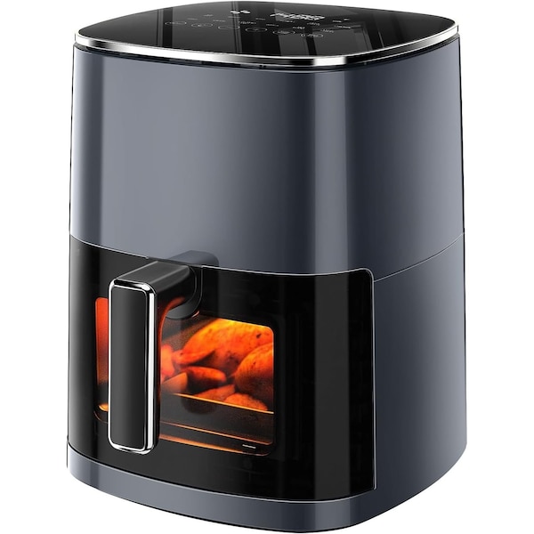 Simple Deluxe Air Fryer 6 Quart Capacity with Window Square Air Fryer 12-in-1 Air Fry, Roast, Reheat, Dehydrate, 3A88HKAIRXFRYER6GRY - main