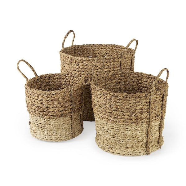 Homeroots Set of Three Brown Wicker Basket, 3PK 392157 - main