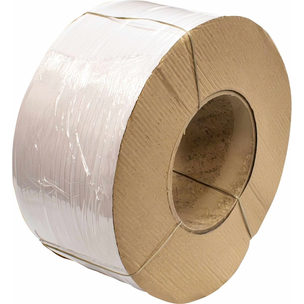 Encore Packaging Polypropylene Strapping Coil - White, 3/8” x .024” x 12,900’ Machine Grade, 8 x 8" Core PPS3802488-12900-WT - main