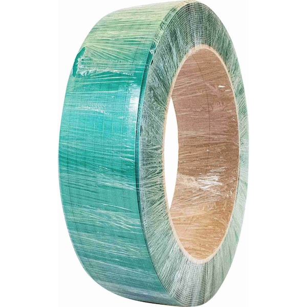 Encore Packaging Polyester Strapping Coil - Green, 5/8" x .035" x 4200', Hand Grade, Embossed, 16 x 6" Core PET58035-4200 - main