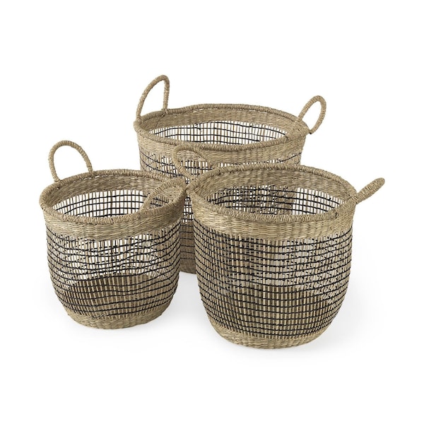 Homeroots Set of Three Light Brown Wicker Basket, 3PK 392169 - main